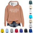 thumbnail image 1 of NinXxx Women's Letter Print Hoodie Casual Loose Pullover Sweatshirt Pink XXL, 1 of 3