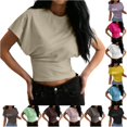 thumbnail image 1 of NinXxx Women's Lightweight Crewneck Relaxed Soft Blend Everyday Tee Beige S, 1 of 6