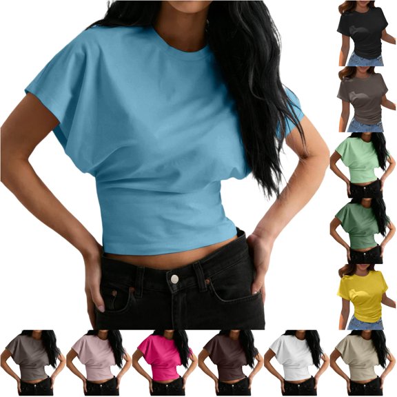 NinXxx Women's Lightweight Crewneck Relaxed Soft Blend Everyday Tee Sky Blue XXXL
