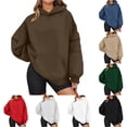 thumbnail image 1 of NinXxx Women's Long Hooded Sweatshirt Oversized Pocket Front Pullover Coffee XL, 1 of 6
