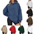 thumbnail image 1 of NinXxx Women's Long Hooded Sweatshirt Oversized Pocket Front Pullover Navy XXL, 1 of 6