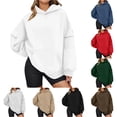thumbnail image 1 of NinXxx Women's Long Hooded Sweatshirt Oversized Pocket Front Pullover White M, 1 of 6