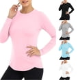 thumbnail image 1 of NinXxx Women's Long Sleeve Sun Tee Breathable Wicking Workout Top Pink XL, 1 of 4
