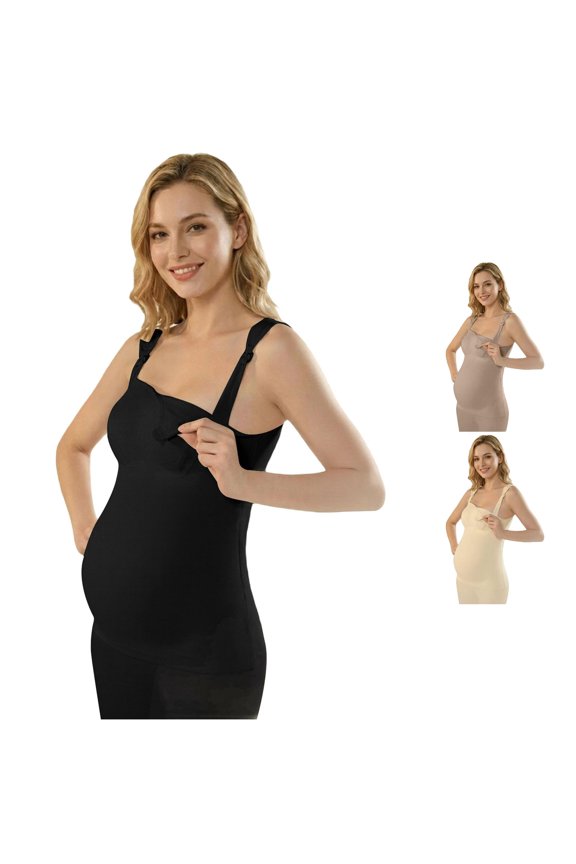 Women's Maternity Nursing Removable Pads Clip Down Black L
