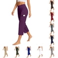 thumbnail image 1 of NinXxx Women's Plus Size Pleated Waist Wide Leg Cropped Yoga Pants Dark Purple XXL, 1 of 4