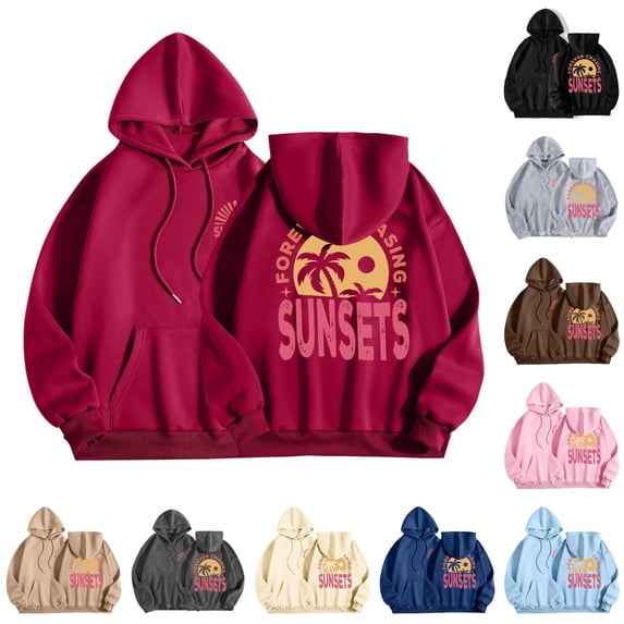 NinXxx Women's Round Neck Hoodie Seaside Beach Sunset Collection Top M