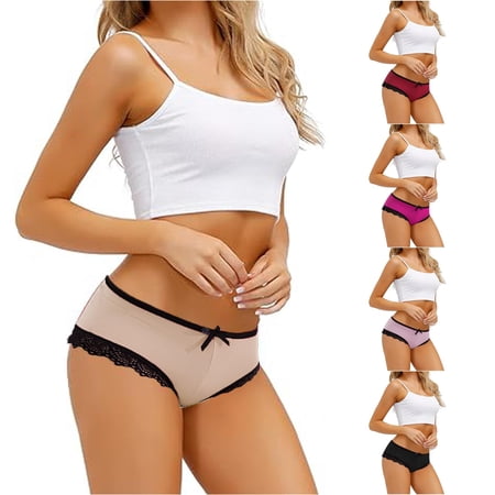 NinXxx Women's Seamless High Waisted Lace Jacquard See Through Thong Panty Beige XL