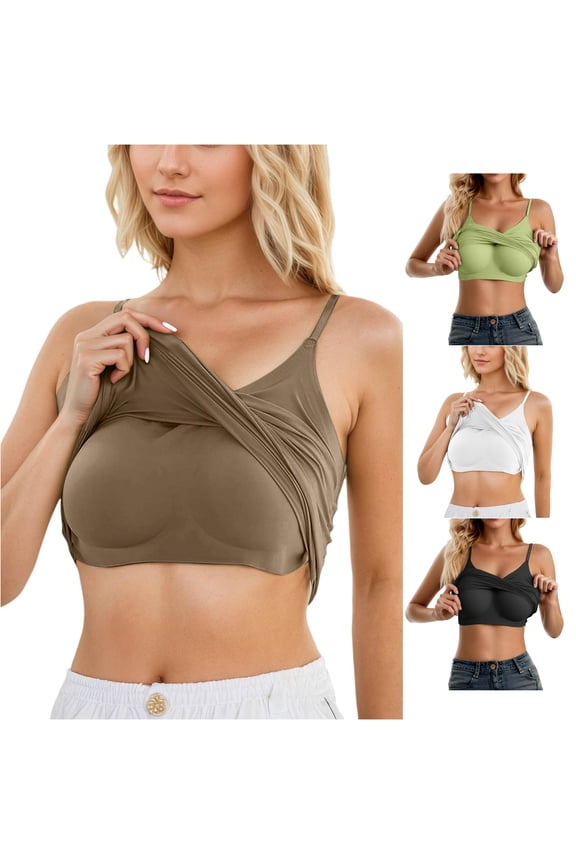 Women's Shelf Bra Camisole Adjustable Spaghetti Strap Basic Layer Padded Undershirt Khaki L