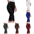thumbnail image 1 of NinXxx Women's Solid Casual 7/8 Length Cropped Leggings Breathable Summer Black XL, 1 of 5