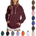 thumbnail image 1 of NinXxx Women's Solid High Collar Hoodie with Side Pockets XL, 1 of 9
