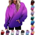 thumbnail image 1 of NinXxx Women's Solid Hooded Drawstring Sweatshirt with Pocket Hoodie Dark Purple XL, 1 of 5