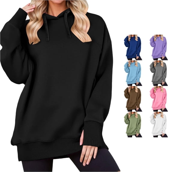 NinXxx Women's Solid Hoodie Fashion Pullover Daily Loungewear Top Black XXL