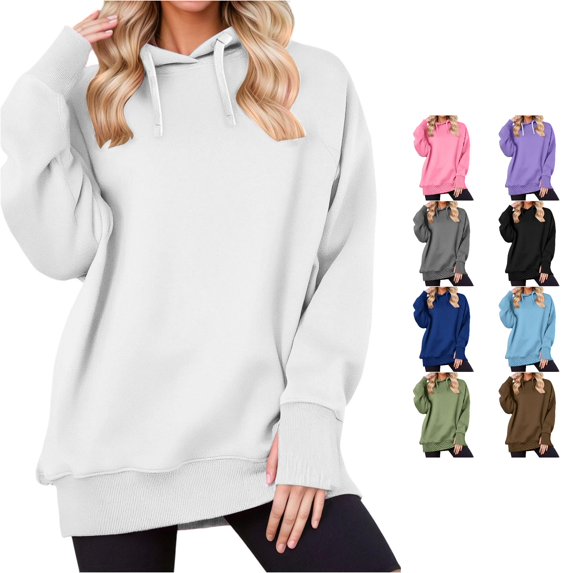 NinXxx Women's Solid Hoodie Fashion Pullover Daily Loungewear Top White S