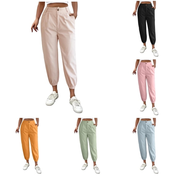 NinXxx Women's Solid Zipper Slacks with Angled Pockets Beige XXXL