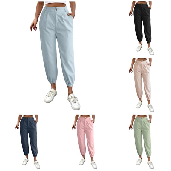 NinXxx Women's Solid Zipper Slacks with Angled Pockets Blue XXL