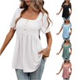 thumbnail image 1 of NinXxx Women‘s Square Neck Short Sleeve Blouse Casual Loose Fit Top White XXL, 1 of 7
