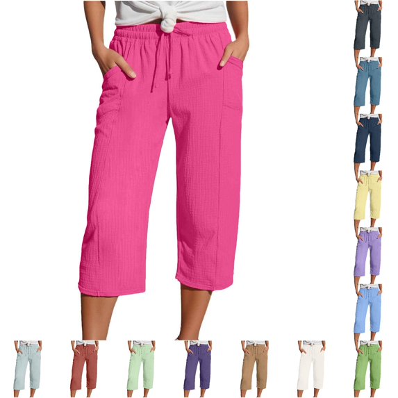 NinXxx Women's Straight Leg Casual High Waist Sports Loose PantsHot Pink L