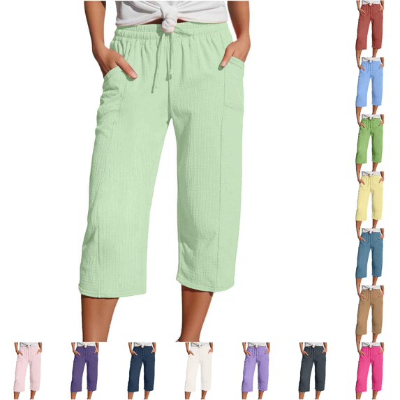 NinXxx Women's Straight Leg Casual High Waist Sports Loose PantsLight Green S