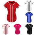 thumbnail image 1 of NinXxx Women's Summer Baseball Loose Comfortable Stylish Crewneck Pure Solid Tee Red M, 1 of 6