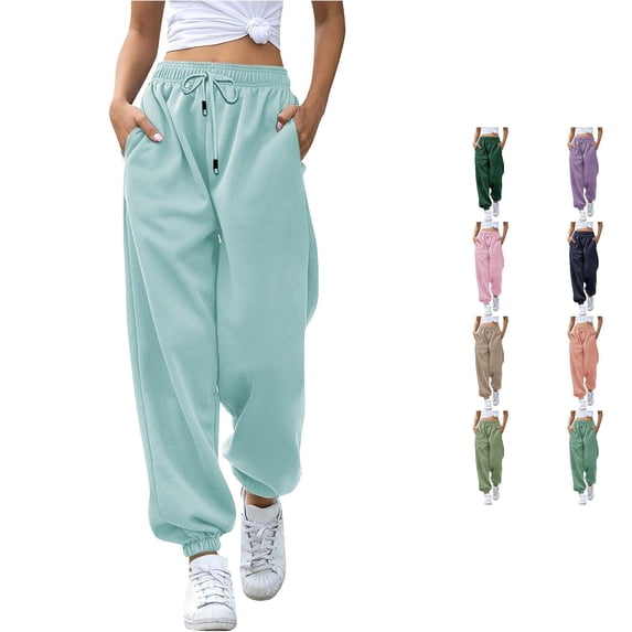 NinXxx Women's Sweatpants Drawstring Jogger Pants Casual Loose Elastic Waist with PocketsLight Blue XXL