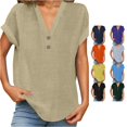 thumbnail image 1 of NinXxx Women's V Neck Short Sleeve Breathable Summer Basic Top Beige XXL, 1 of 4