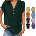 thumbnail image 1 of NinXxx Women's V Neck Short Sleeve Breathable Summer Basic Top Dark Green XXXXXL, 1 of 4