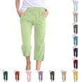 thumbnail image 1 of NinXxx Women's Wide Leg Pants with Pockets Lightweight High Waist Tie Knot Loose Trousers M, 1 of 5