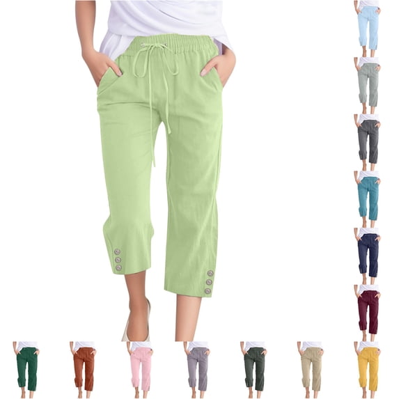 NinXxx Women's Wide Leg Pants with Pockets Lightweight High Waist Tie Knot Loose Trousers M