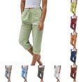 thumbnail image 1 of NinXxx Women's Wide Leg Pants with Pockets Side Slit Loose Fit Warm Weather Light Green S, 1 of 4