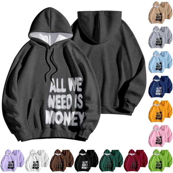 NinXxx Women's Winter Lined Hoodie Streetwear Sweatshirt Cold Weather Grey L