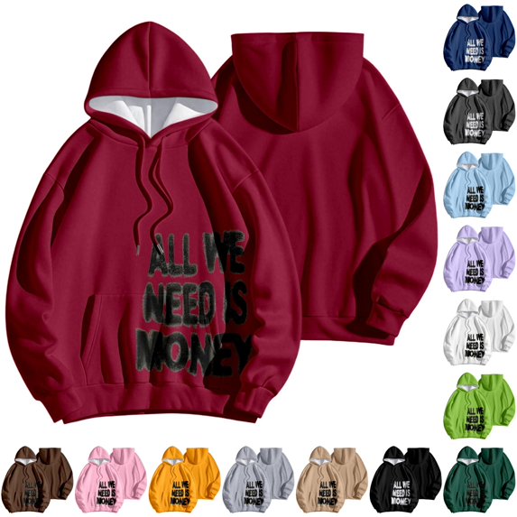 NinXxx Women's Winter Lined Hoodie Streetwear Sweatshirt Cold Weather Red M
