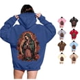thumbnail image 1 of NinXxx Women's Word Graphic Hoodie Sweatshirt Long Sleeve Pullover Top Navy S, 1 of 5