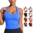 thumbnail image 1 of NinXxx Women's Workout Yoga Tank Top with Built In Bra Racerback Athletic Camisole Blue1 L, 1 of 4