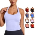 thumbnail image 1 of NinXxx Women's Workout Yoga Tank Top with Built In Bra Racerback Athletic Camisole Purple S, 1 of 4