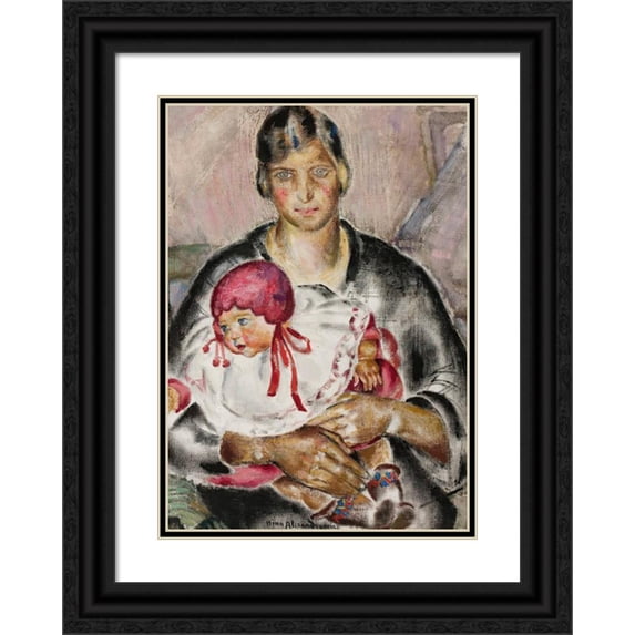 Nina Aleksandrowicz 11x14 Black Ornate Wood Framed Double Matted Museum Art Print Titled: Mother with a Child (1924)
