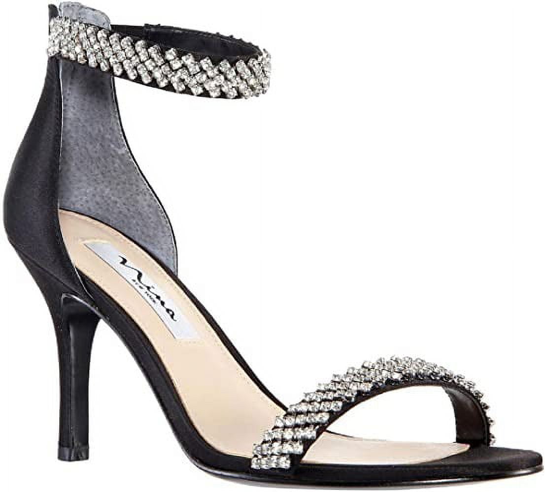 Nina BLACK LUSTER SATIN Women's Vauna Evening Sandals, US 6 M - Walmart.com