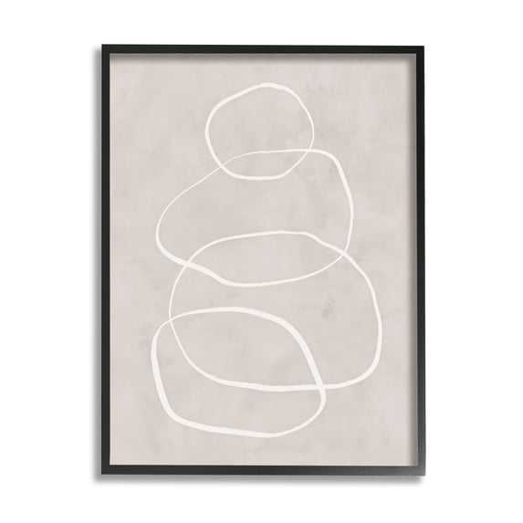 Nina Blue Rock Balance Line Drawing Vintage Background 24" x 30" Framed Drawing Art Print, by Stupell Home Décor