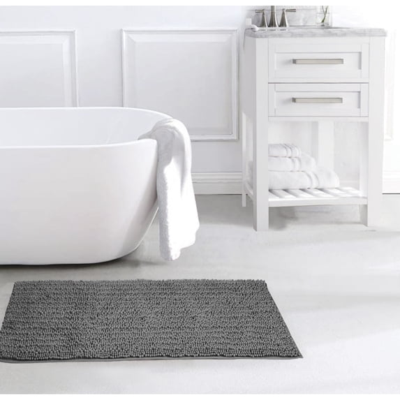 Olivia Gray RGN08917 20 x 48 in. Nina Chenille Oversized Bath Mat, Charcoal