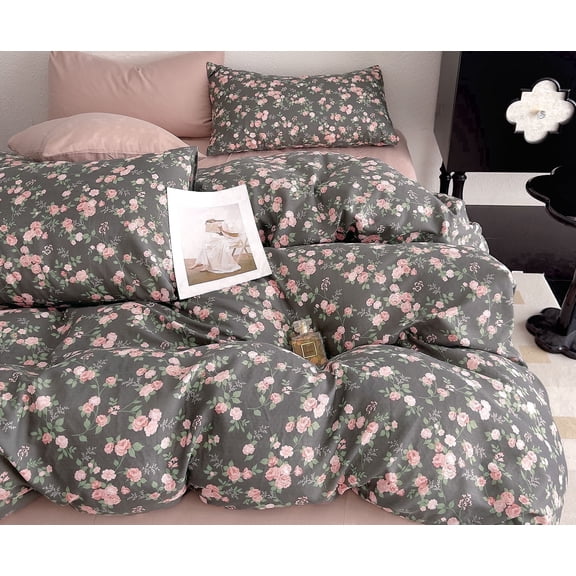 Say Yes Bedding 3-Piece Green Floral Print Bedding Set, Full/Queen Comforter Set