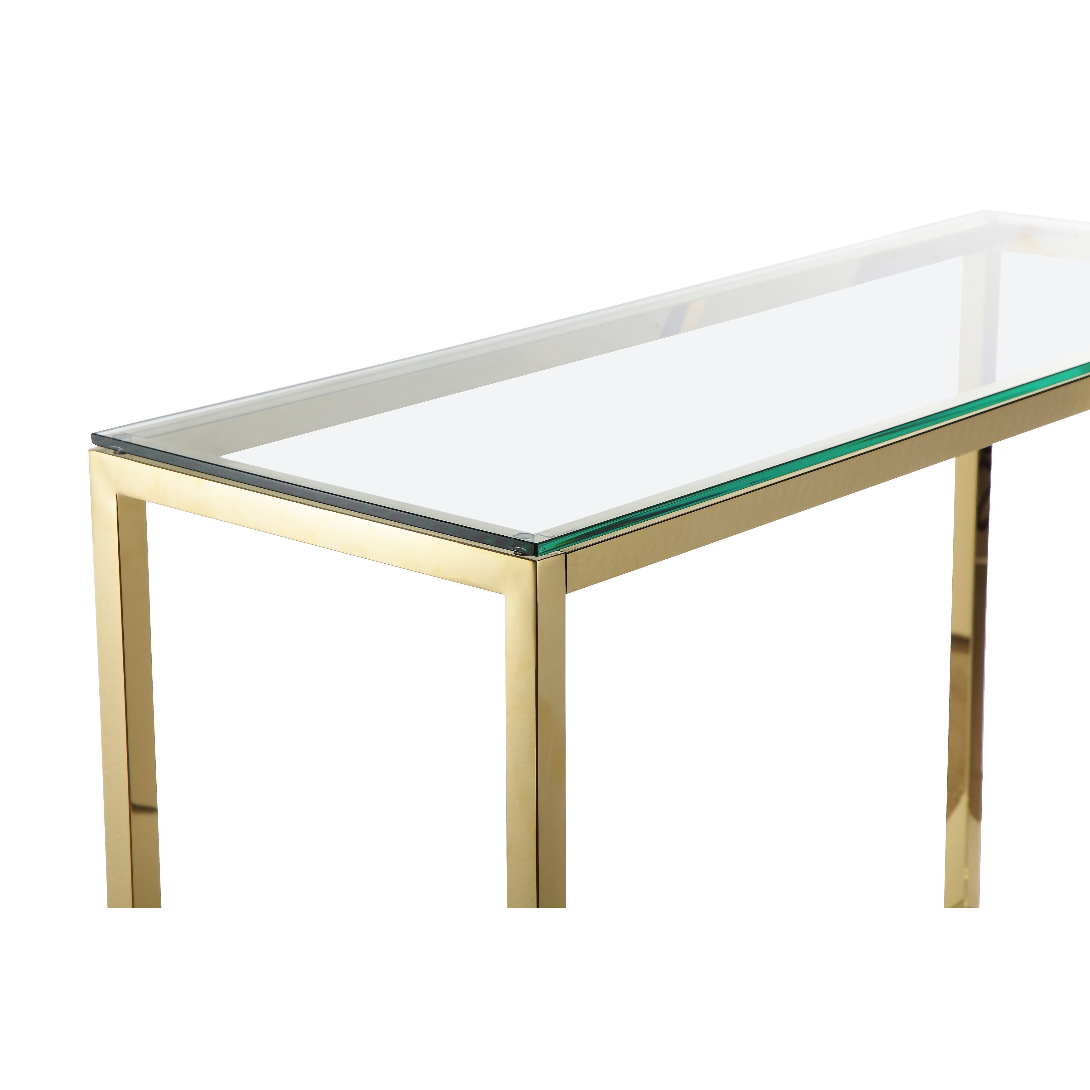 Nina 47" Gold Metal and Glass Console Table with Storage