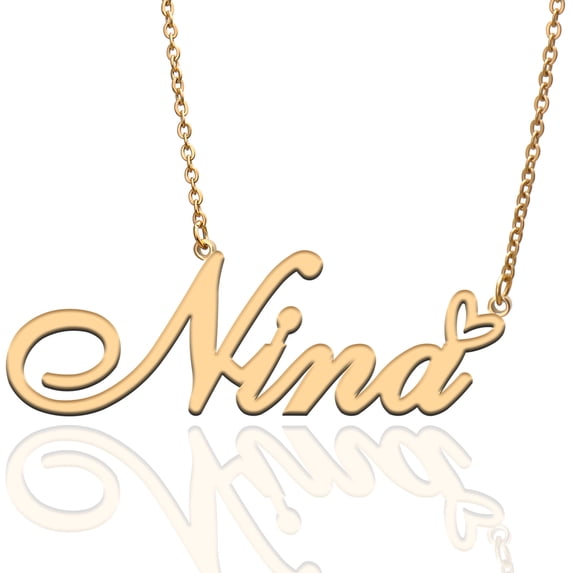 Nina Custom Name Necklace Customized Personalized Plated Name Necklace for Mother Daughter Friendship Women Valentine's Day Christmas Birthday New Year Gold