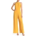 thumbnail image 1 of Women's Nina Leonard Wide-Leg Halter Jumpsuit Color: Gold Size: LARGE, 1 of 34