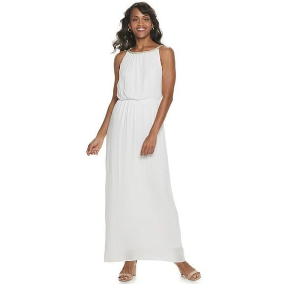 Nina Leonard Womens Solid Braided Maxi Dress