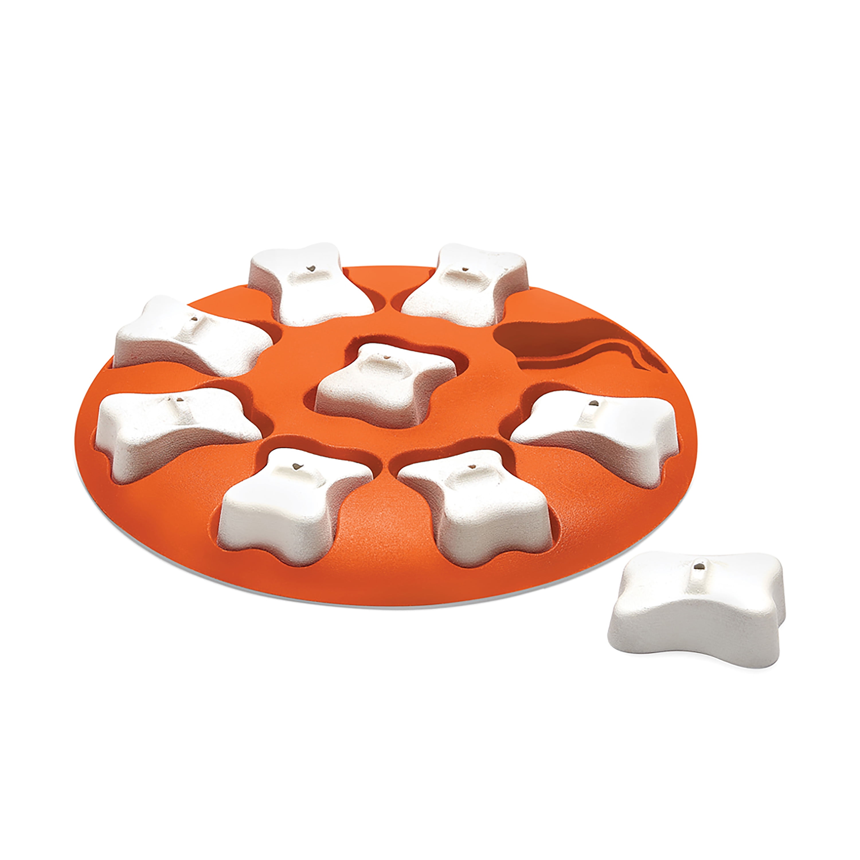 Orange and White Interactive Dog Treat Puzzle Dispenser