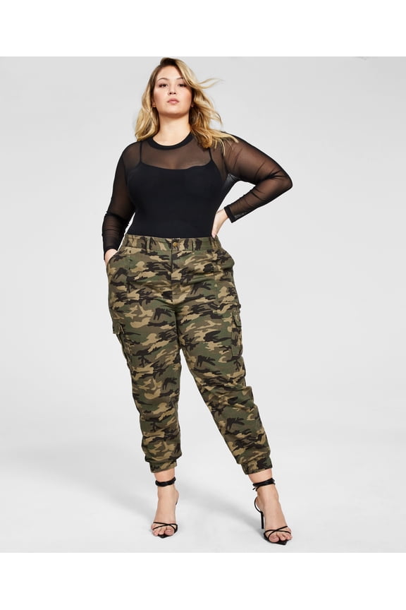 Trendy Plus Size Camouflage Jogger Pants Camo 14W