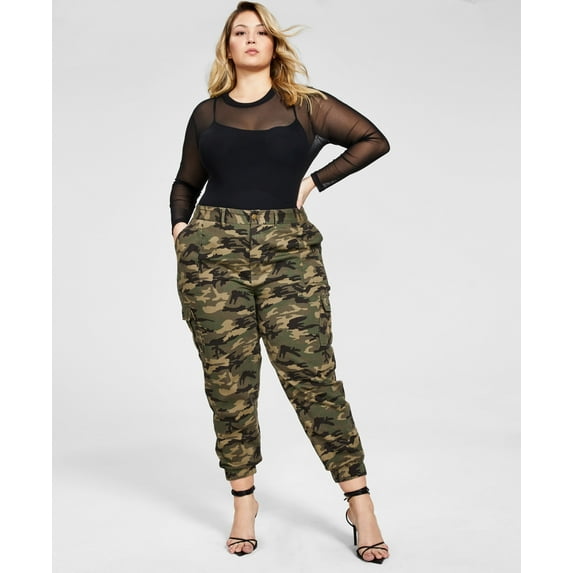 Nina Parker Trendy Plus Size Camouflage Jogger Pants Camo 18W