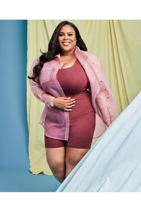 Trendy Plus Size Organza Oversized Shirt Fox Glove 1X