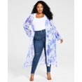 thumbnail image 1 of Nina Parker Trendy Plus Size Printed Chiffon Duster Marble Print 0X, 1 of 1