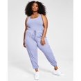 thumbnail image 1 of Nina Parker Trendy Plus Size Ribbed Jogger Pants Silver Bullet 1X, 1 of 1