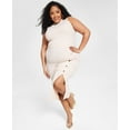 thumbnail image 1 of Nina Parker Trendy Plus Size Ribbed Midi Dress Cameo Rose 2X, 1 of 1